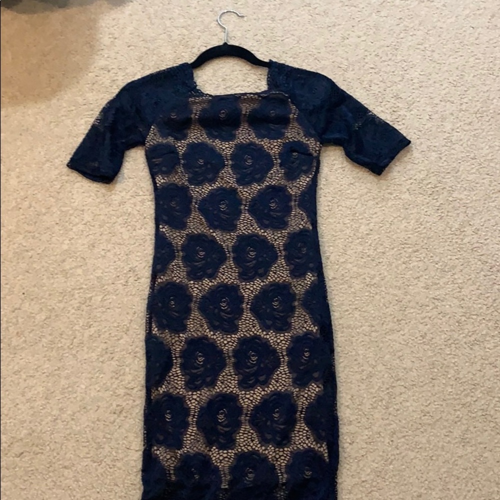 Blue lace formal dress